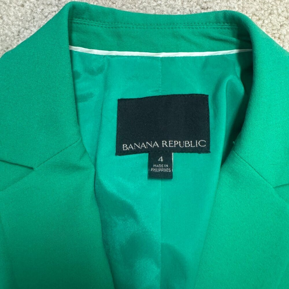 Banana Republic Green Tailored One-Button Blazer Size 4 EUC - Picture 4 of 5